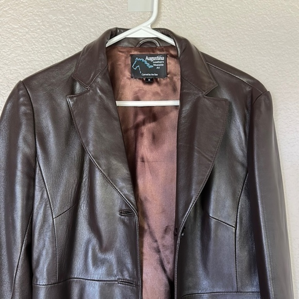 Augustina Leathers wearable art carmel by the sea small coat jacket blazer